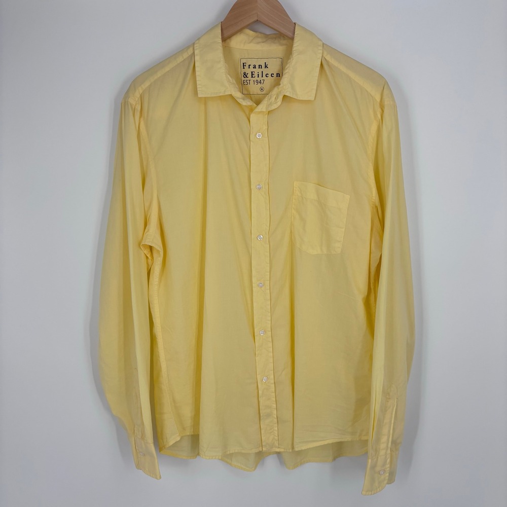 Frank & Eileen Luke Button Down Shirt Womens XL Yellow Long Sleeve Cotton Casual